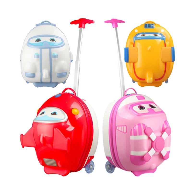 Wholesale 14 inch ABS 3D cartoon pattern 2 wheels kids travelling bags carry on luggage trolley bags suitcase