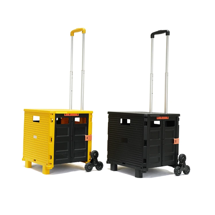 Custom Mini folding hand wagon luggage Trolleys Cart Folding Food Trolley Cart Plastic Foldable Shopping Trolleys Cart