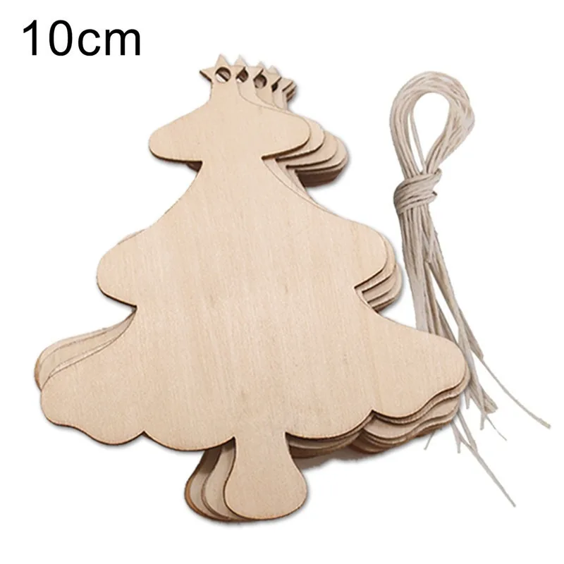 10 шт. деревянные вырезы, рождественские подвесные украшения, необработанные деревянные ломтики, поделки с мешковиной для дома, Рождественская елка
