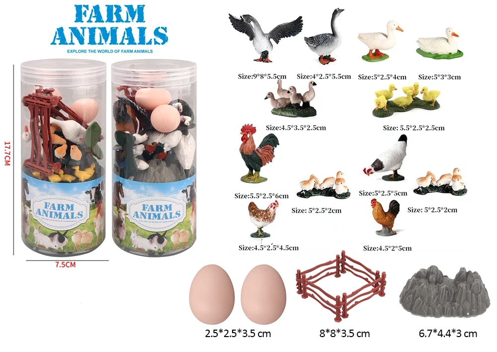 Accept custom PET tube mini plastic farm animal toy