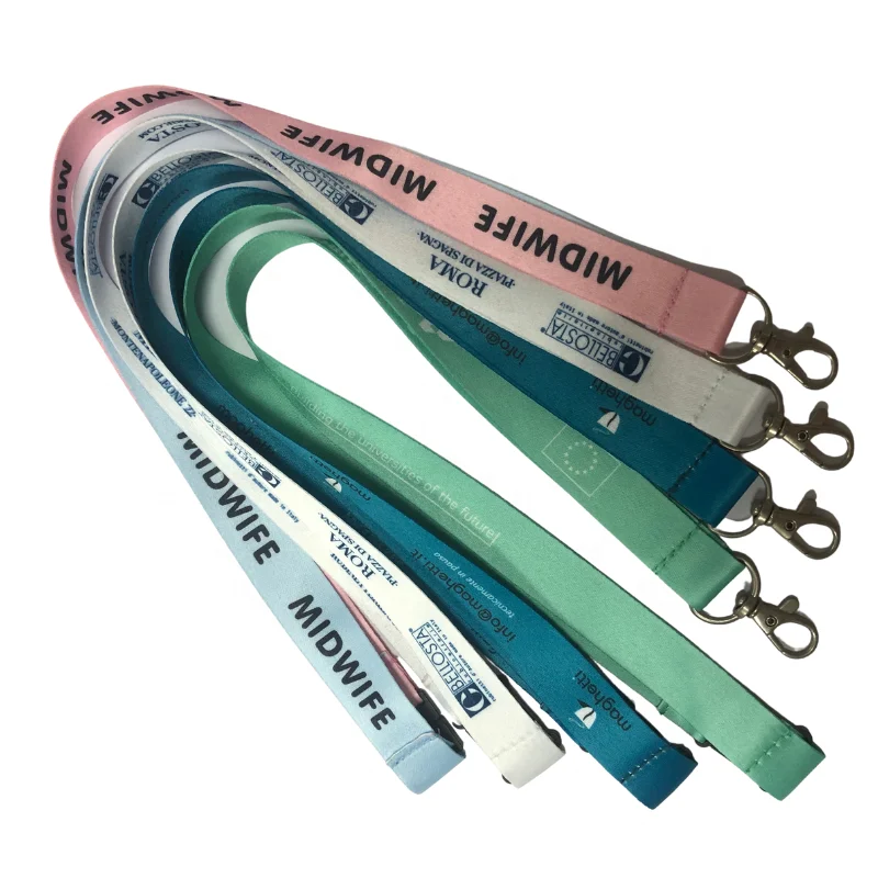 Wholesale Designer Lanyards with logo custom dye sublimation polyester pink lanyards id badge holder with logo custom