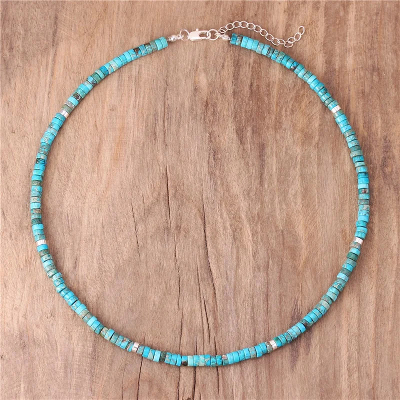 Bohemian Natural Stone Imperial Jasper Beads Choker Necklace Boho Statement Torques Collar Necklace Tile Jewelry Dropshipping