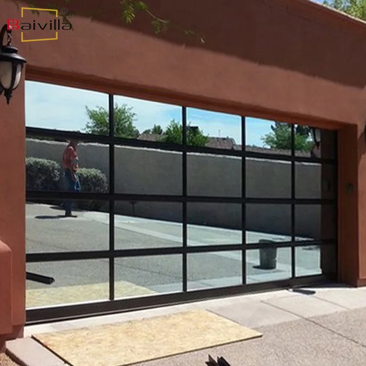 Modern design remote control electric automatic aluminum tempered glass insulated sectional garage door