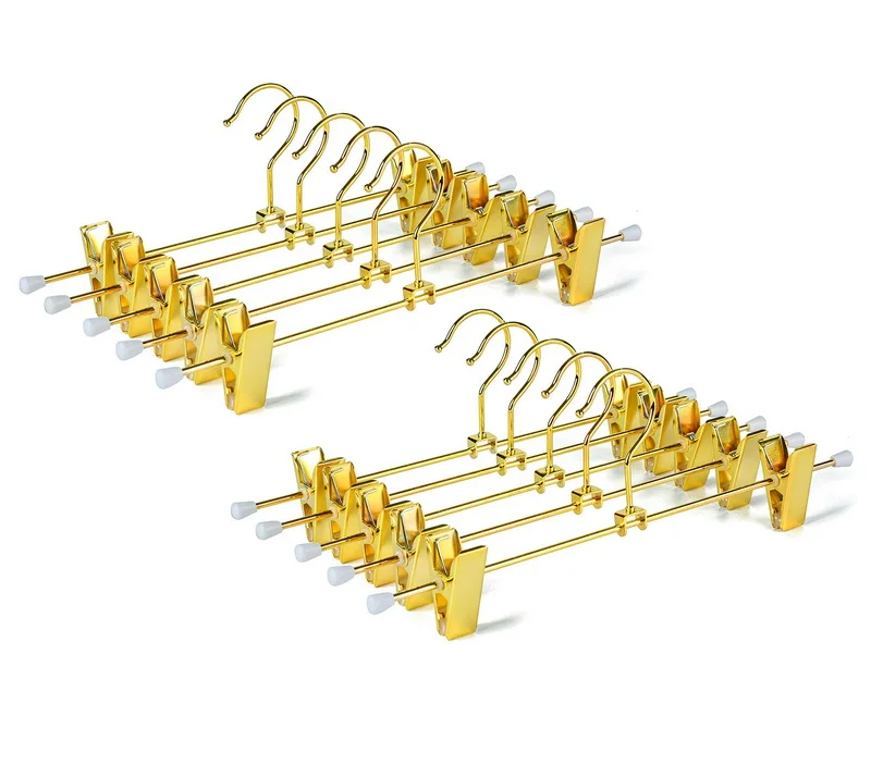 Luxury Wire Golden Hangers Durable Strong bearing capacity Clothes Coats Suit Hanger Set Golden Metal Hanger with Clips