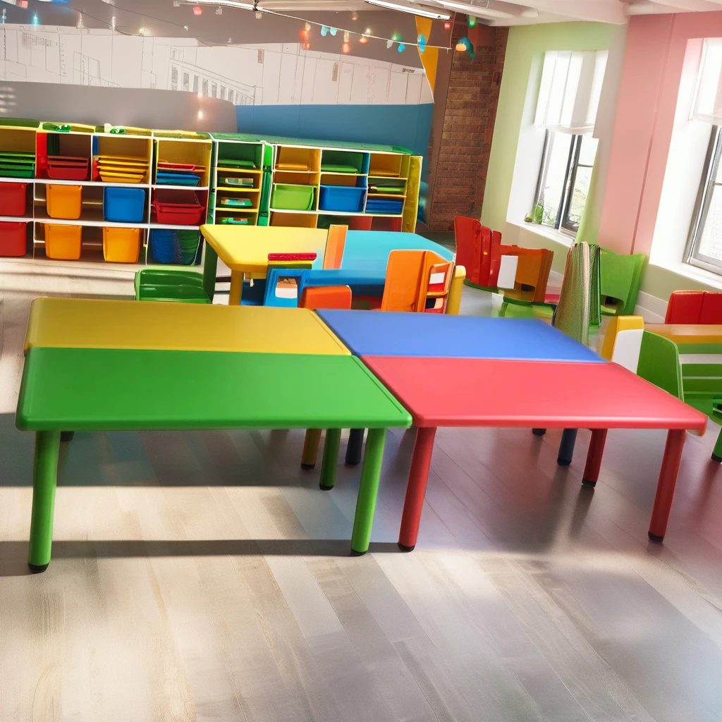 Рекламный пластиковый детский стол и стулья для детского сада квадратная и прямоугольная дизайнерская детская мебель