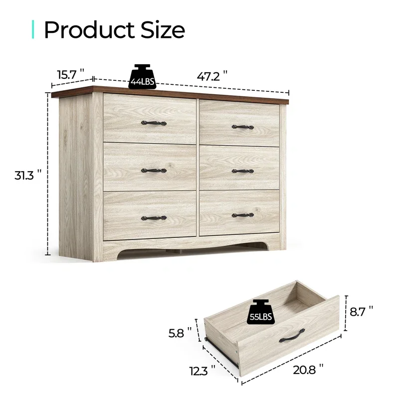 Factory Living Room Wooden Chest Storage Organizer Cabinet White Drawer Dressers 6 Drawers Bedroom Furniture