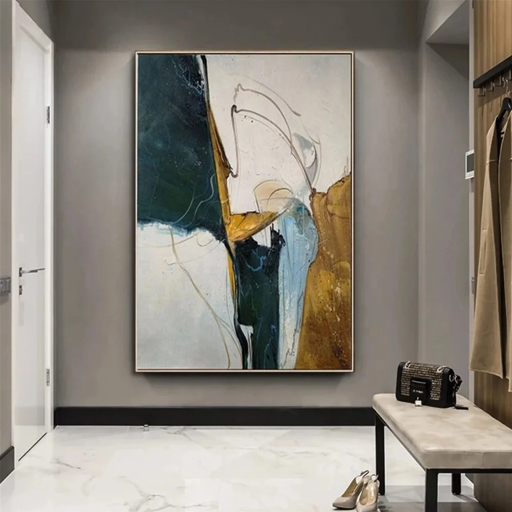 abstract handmade oil painting on canvas lines hand painted prints  modern wall art home decor