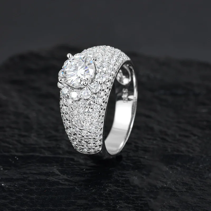 Moissanite 18k White Gold Plated Diamond Ring For Women S925 Sterling Silver Engagement Wedding Fine Jewelry