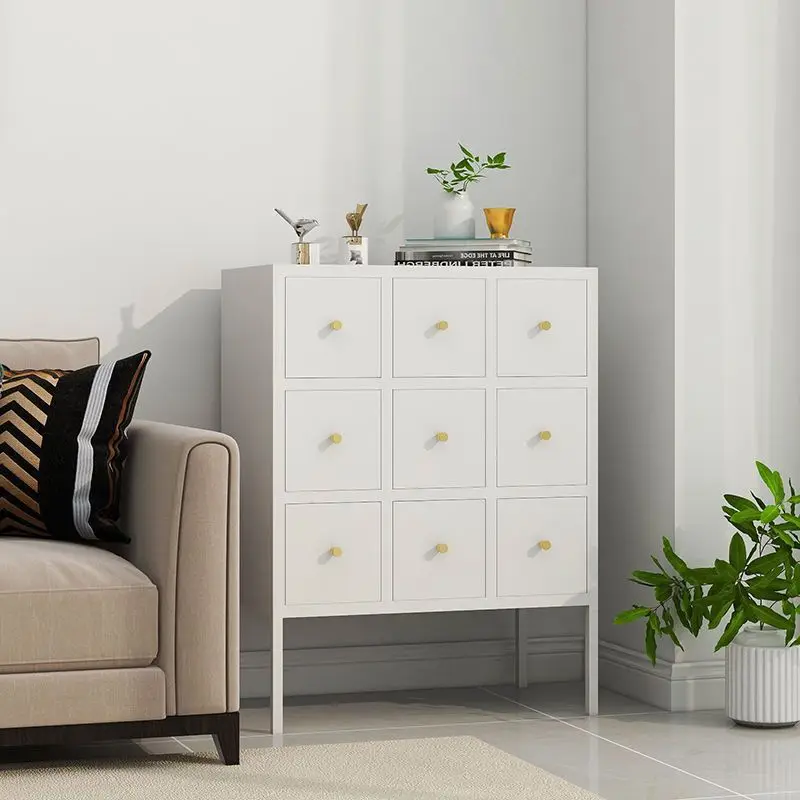Furniture Living Room Bedroom Solid Color Large Capacity Dustproof Nine Drawer Type Storage Steel Locker Side Display Cabinet