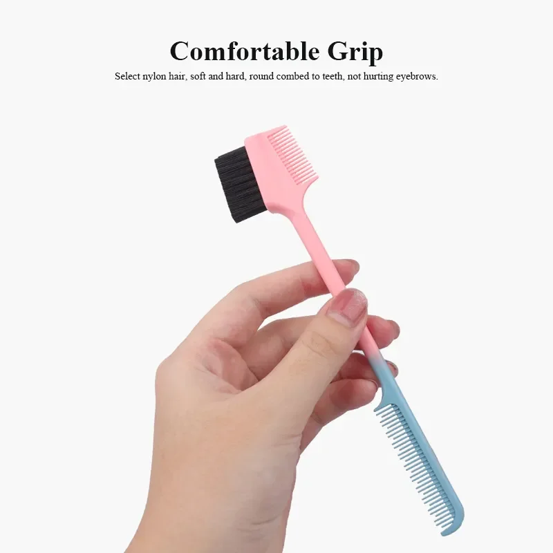 Custom Logo Beauty Plastic Double Sided Dual Edge Band Control Baby Hair Gel Brush and Combs with Parting Comb