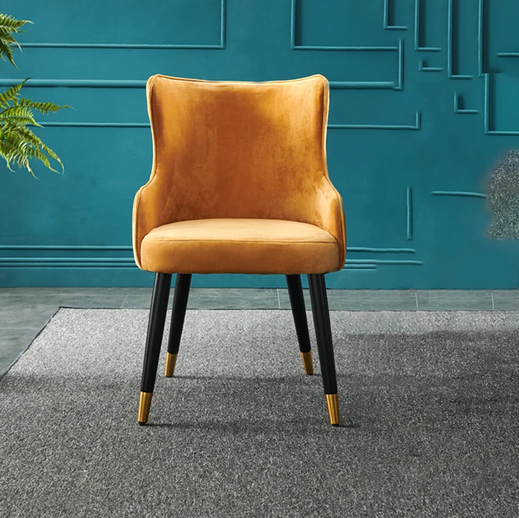 Solid wood legs curved shape Luxury design green velvet fabric nordic style dining chairs