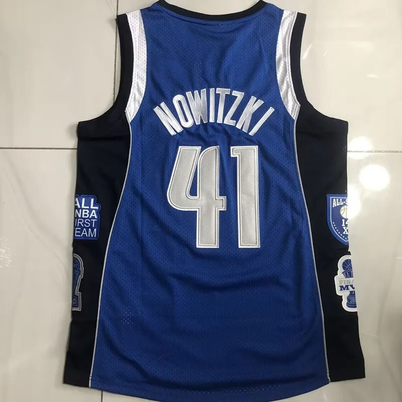 Дешевые оптовые мужские баскетбольные майки номер 41 Nowitzki Майки Зала славы