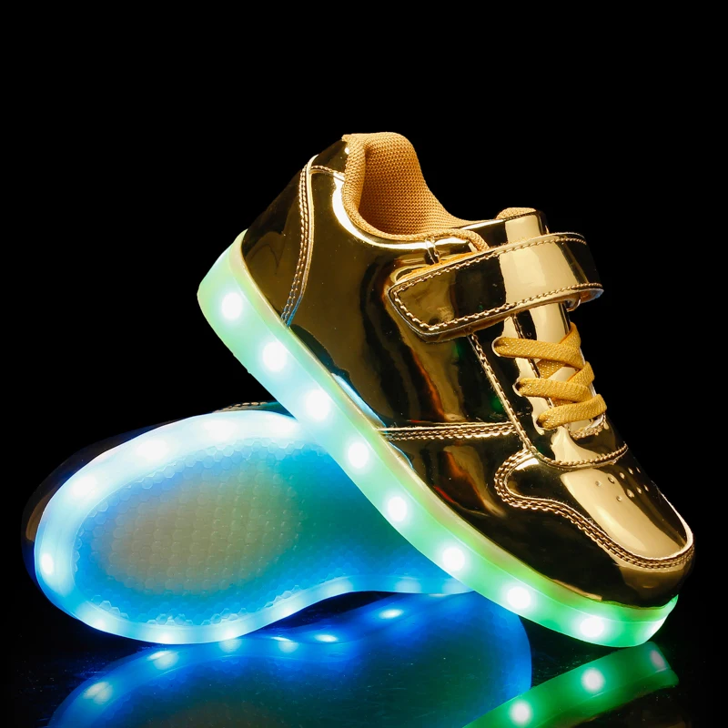 Размер 25-37 USB зарядный обувь со светодиодной подсветкой для детей с подсветкой; Светящиеся кроссовки для мальчиков и девочек; Светящаяся обувь для вечеринок; Танцевальная обувь