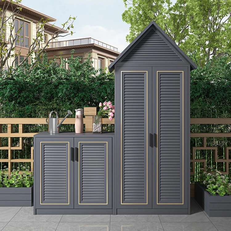 Weatherproof and Waterproof Garden Shed Storage cabinet with 2 Door Unit  Garage Tool Organisation Cabinet