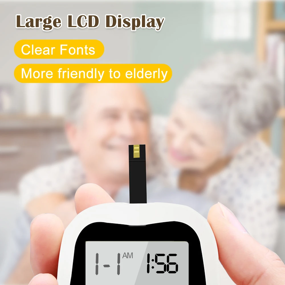 Blood Glucose Meter Glucometer Kit Diabetes 50 Test Strips+50 Lancets Needles Medical Blood Sugar Meter mg/dl mmol Code Free