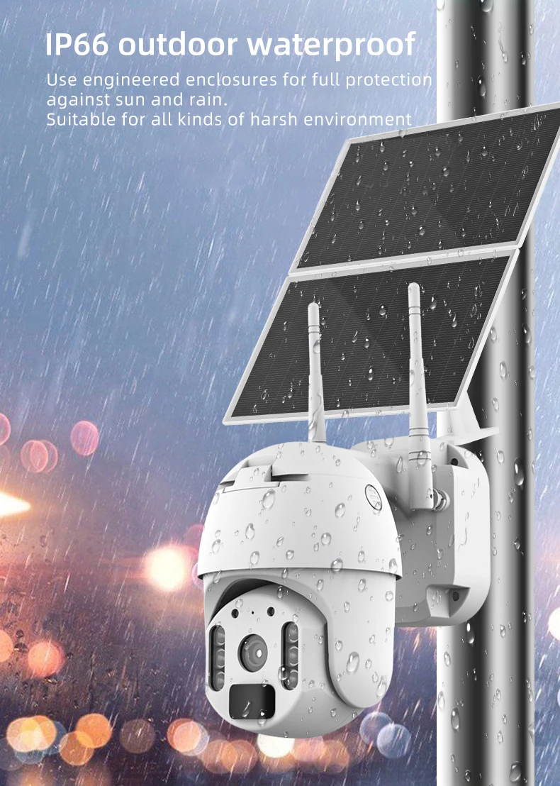 ZCVISION New 24 Hours Recording Wifi IP PTZ CCTV Surveillance Security Solar Camera 4G with Floodlight Full Color Night Vision