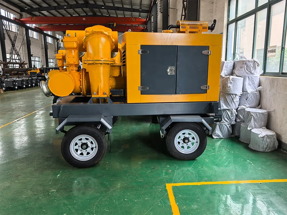Mobile low-power diesel engine vacuum assisted high head water transfer pump