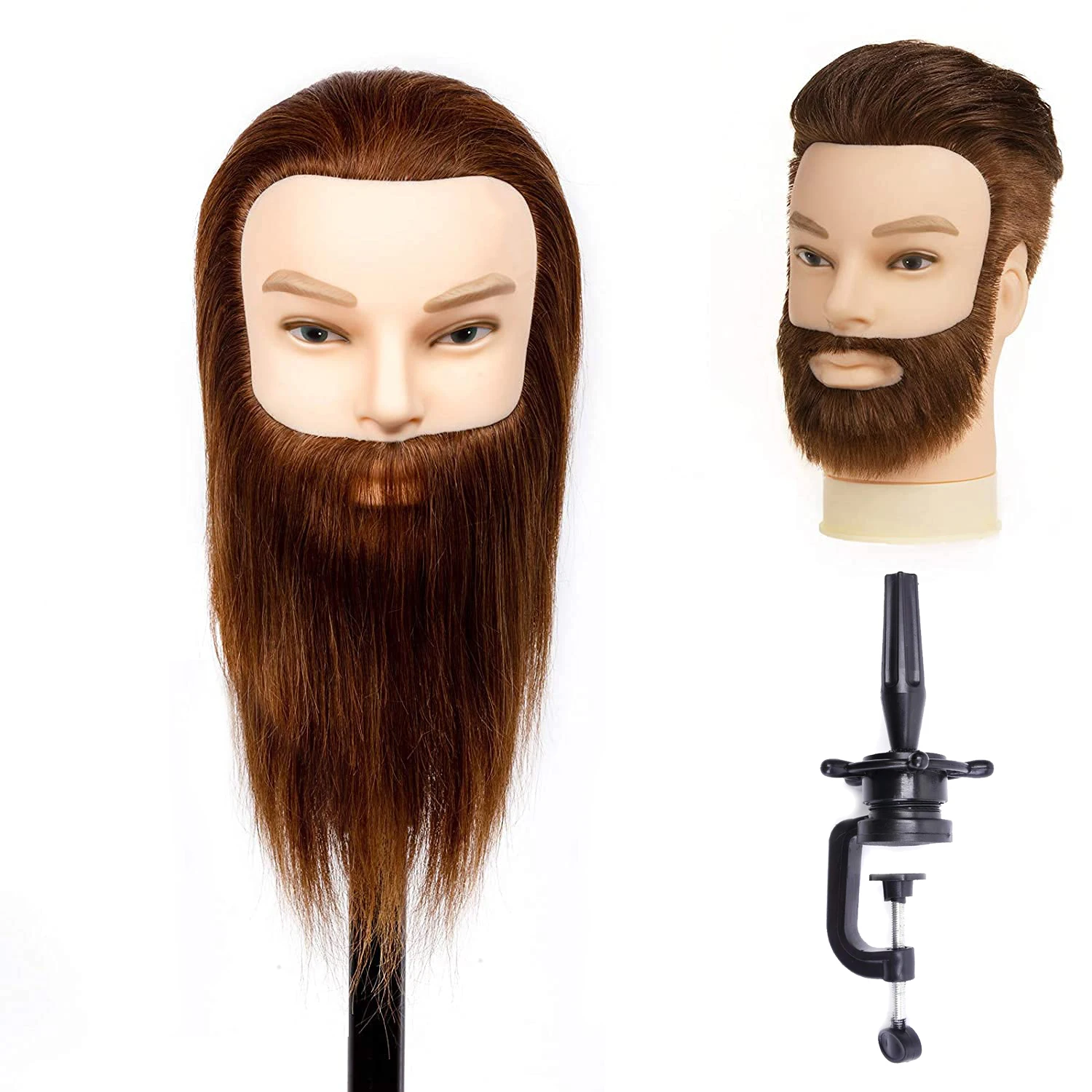 8-inch high-quality training male human head wig with Beard model hair salon with training instructor display wig