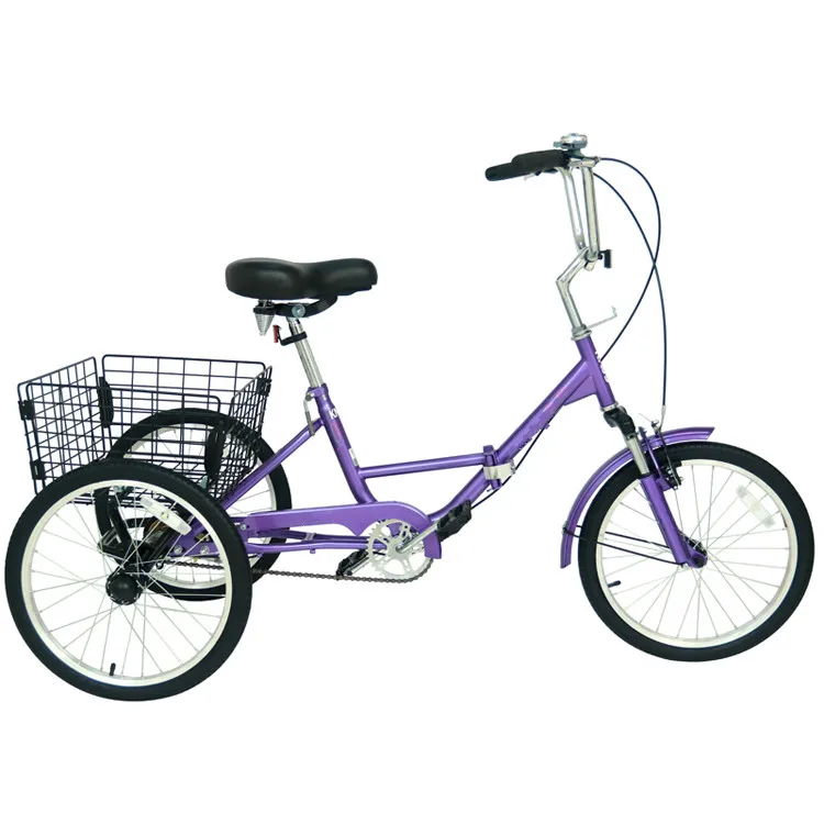 2024 Hot Sale Adult Folding Tricycle 7 Speed 20/24/26 Inch Adult Tricycles 3 Wheel Cargo Bike Cruiser Trike Bike