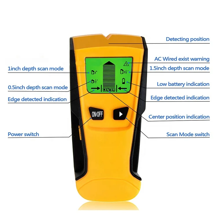 3 in 1 Stud Center Finder With AC Wire Warning and LCD screen
