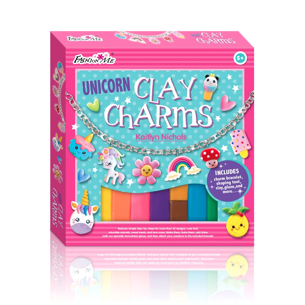2024 Hot selling Creative Kids Clay Charms  Make Clay Charms art Craft Kits for kids Make Charm Bracelets and Keychains