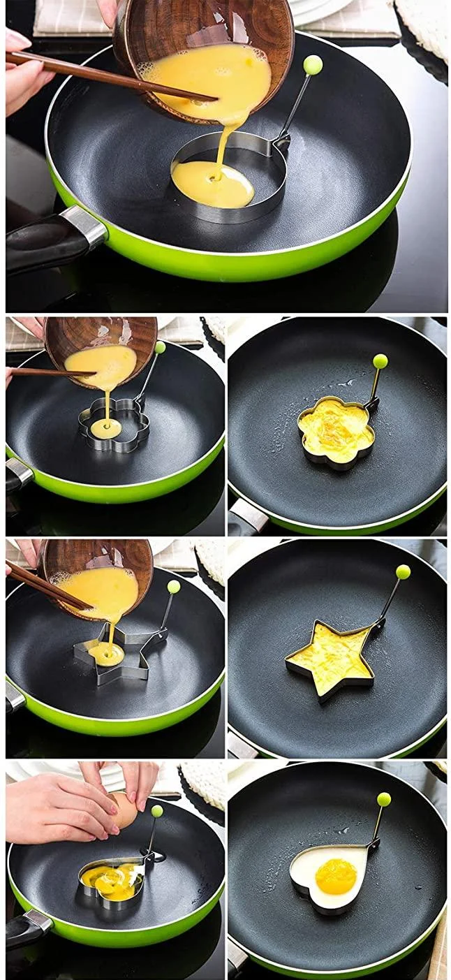 Stainless Steel Fried Egg Mold Rings Shaper Pancake Maker With Handle For Frying Cooking