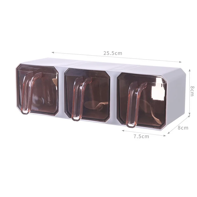 Seasoning Box Wall Mounted Kitchen Set Multifunctional Storage Box Salt Jar Msg Pepper Seasoning Storage Rack