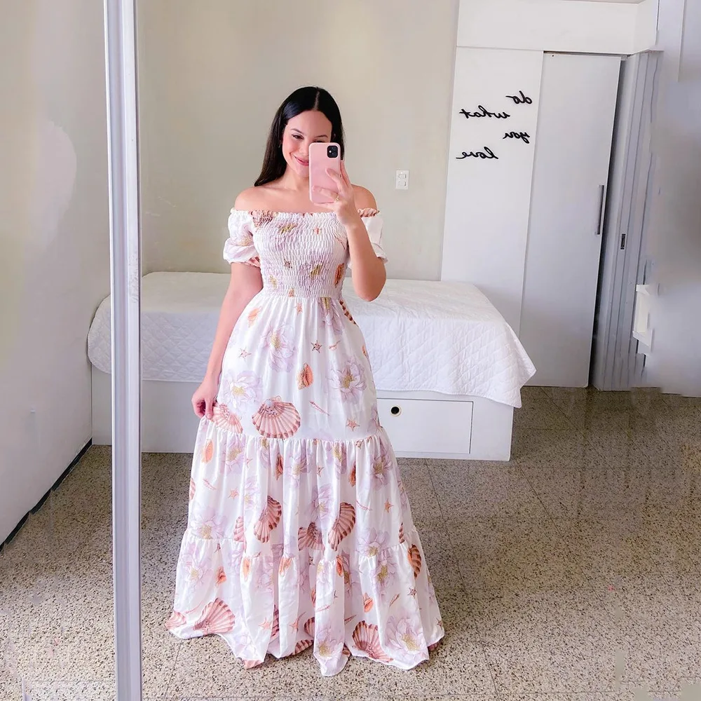 2024 Custom Beauty Women Evening Party Casual Dresses Microfiber Short Sleeve Breathable Dance Dress
