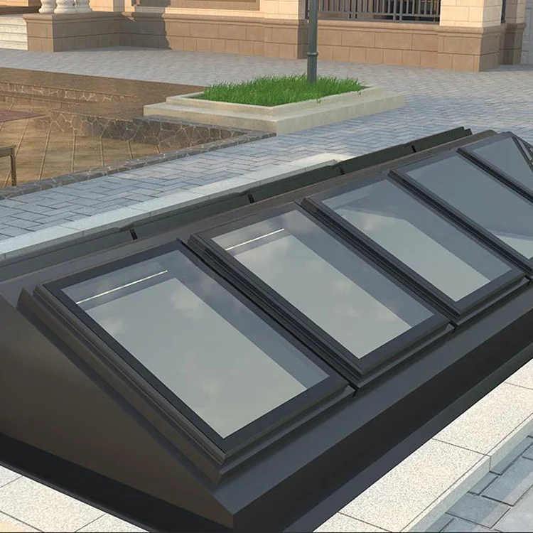 Automatic Electric Openable Ventilated Design Glass Roof Window Skylight Dome Aluminum Tempered Glass Rooflights