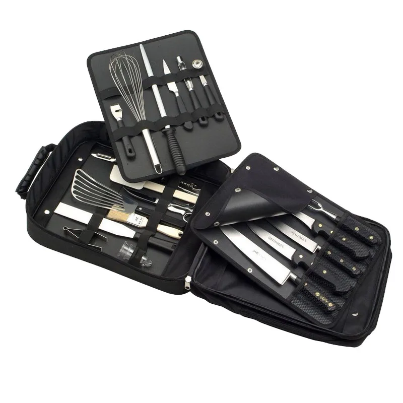 wax canvas knife bag cooking competition utensil organizer modern chef backpack with 18 slots