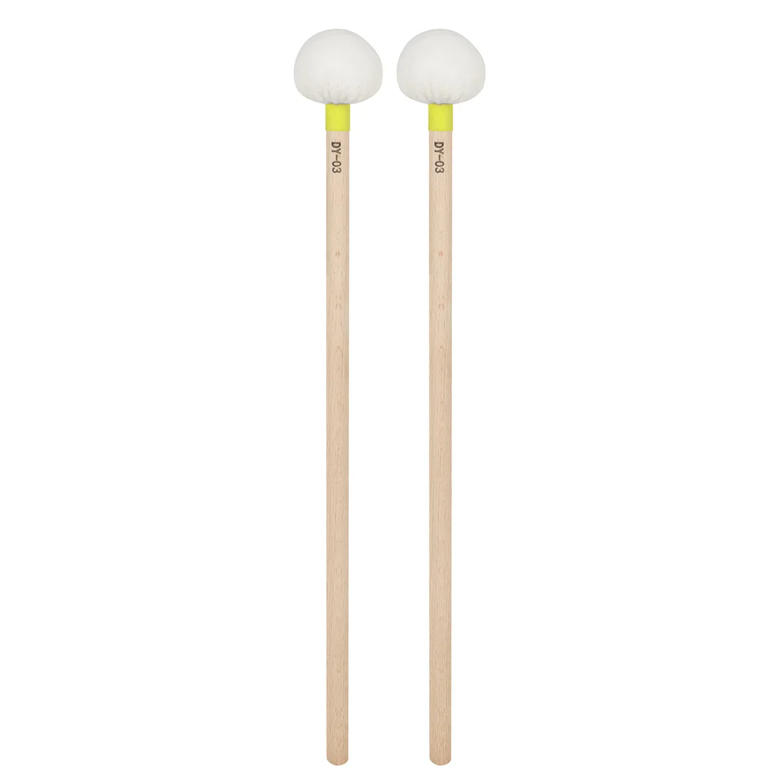 Wooden pole, white felt head, timpani drum hammer, maple wood drum hammer, marching drum, drum hammer, drum stick