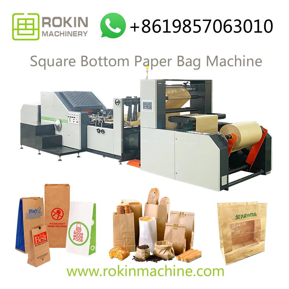  ROKIN BRAND square bottom paper bag making machine price v automatic