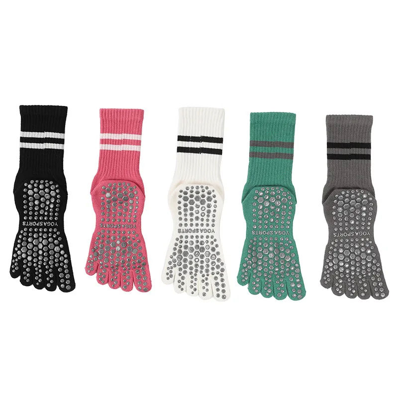 Wholesale custom LOGO women barre dance sticky grip yoga socks Cotton Pilates Fitness Non Skid  Crew Grip Ballet Socks