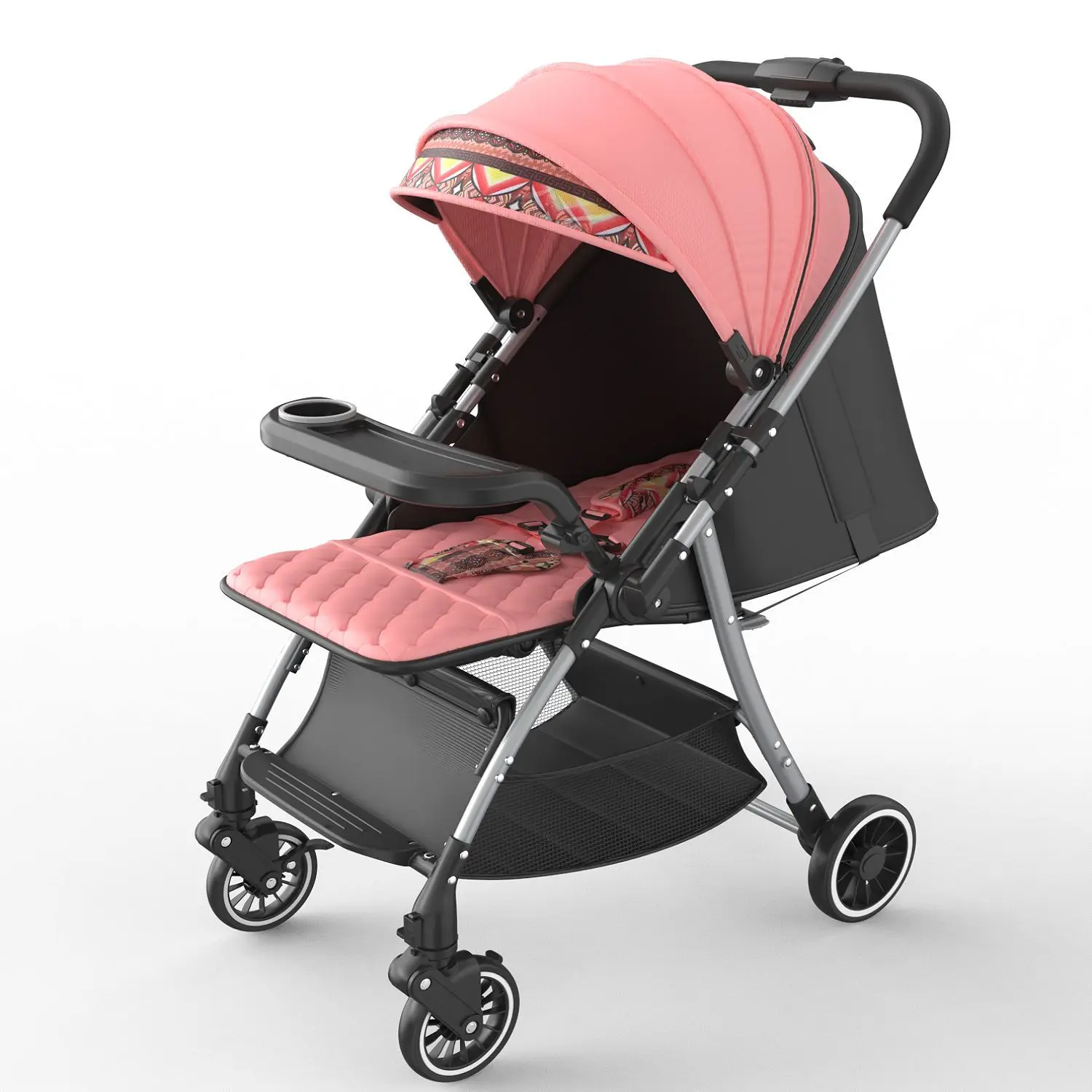 High-Landscape Baby Stroller with Portable Car Features Shock-Absorbing and Dinner Plate Can Sit and Lie down