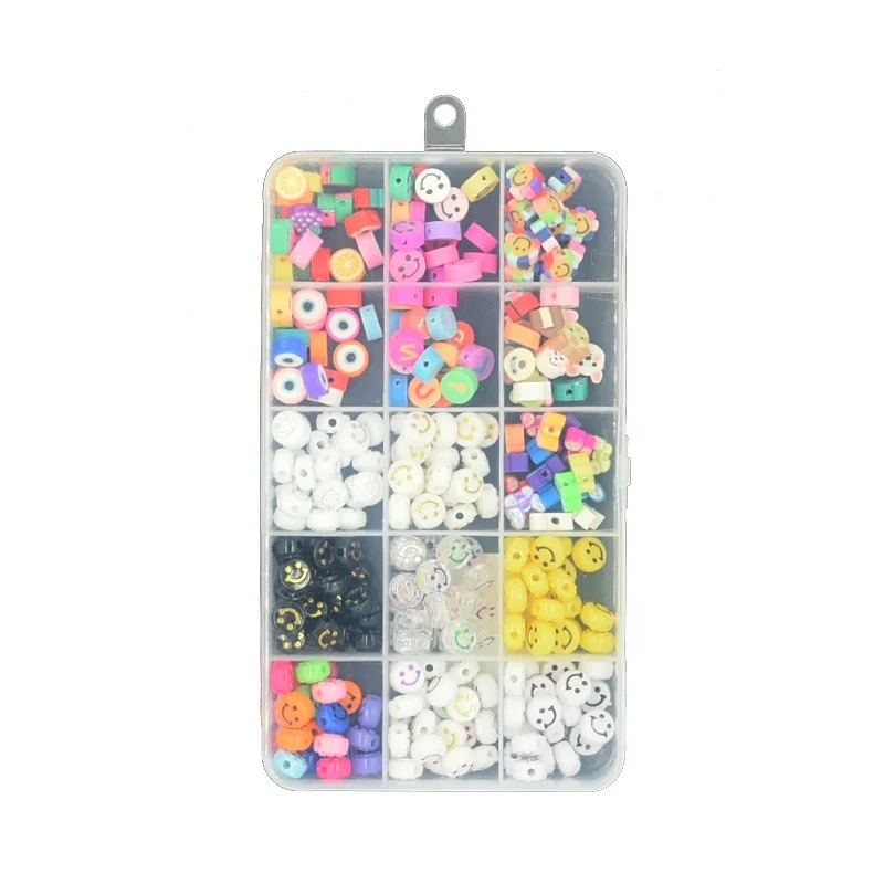 Hot Selling Animals Fruits Letter  Polymer Clay Beads Round Smiley face Acrylic Mixed Colors DIY Beads Kit For Jewelry Making