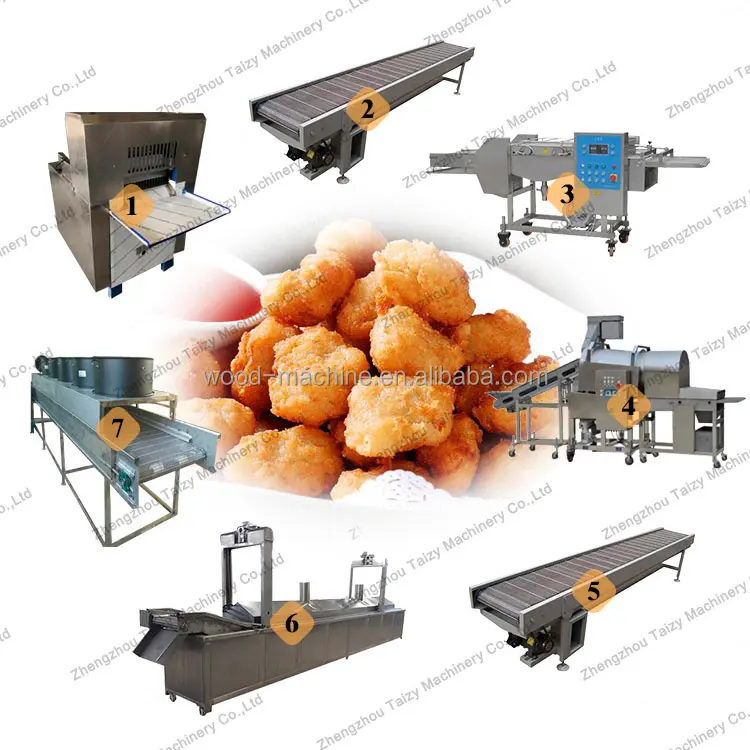 
fried chicken fryer production line battered chips frying industrial chicken cutting machine 