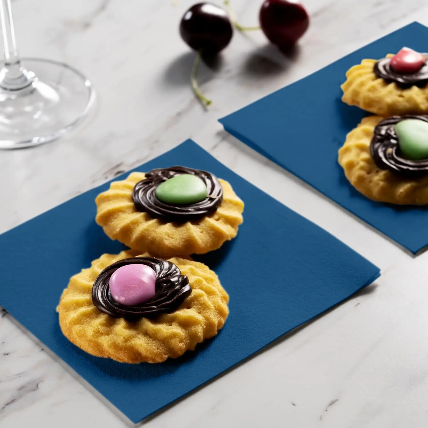 Dark Blue Linen Paper Beverage Cocktail Custom Paper Napkins Serviettes