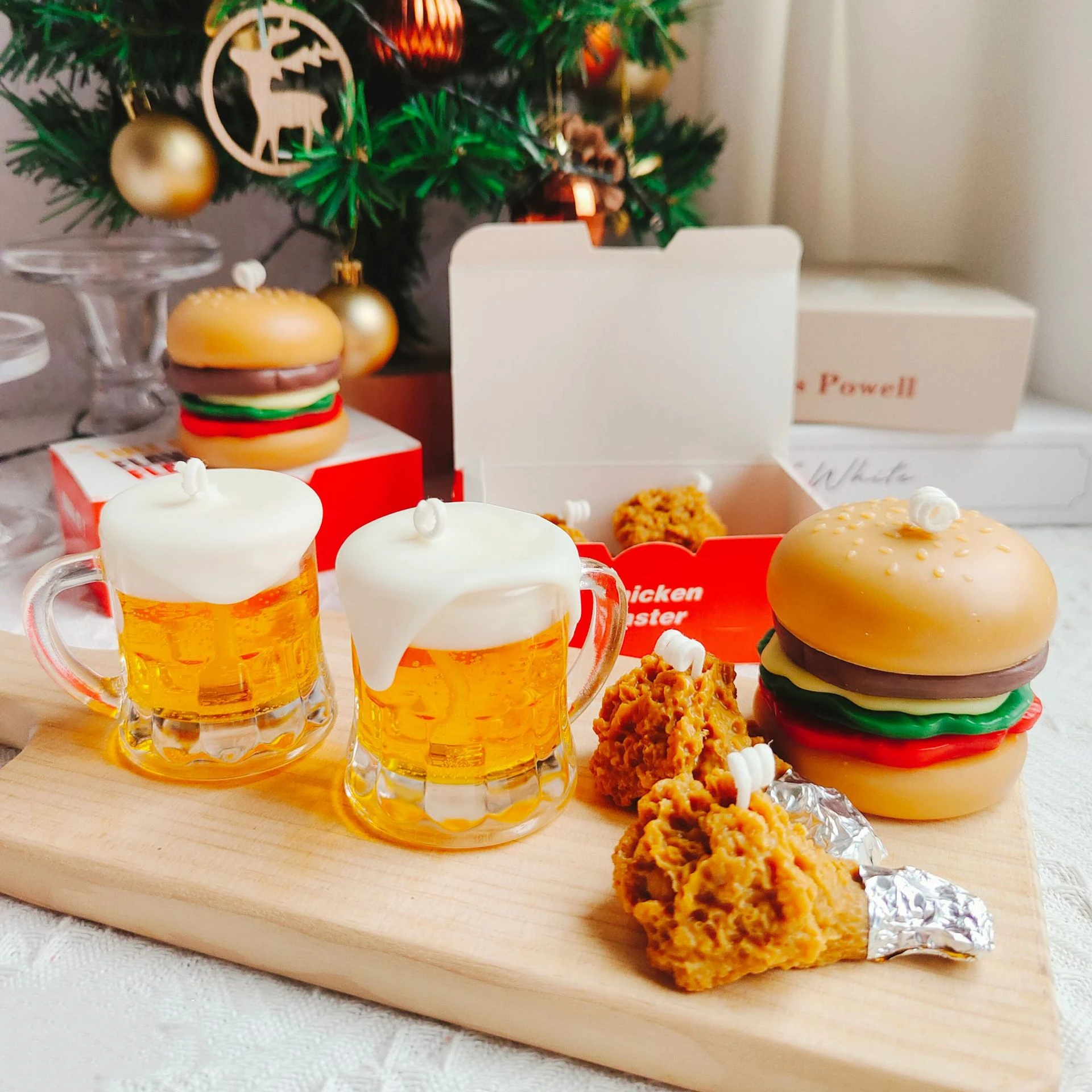 V241 Wholesale Scented Beer Candles Fried Chicken Aromatherapy Food Candle Soy Wax Burger Candle For Birthday Party Gift