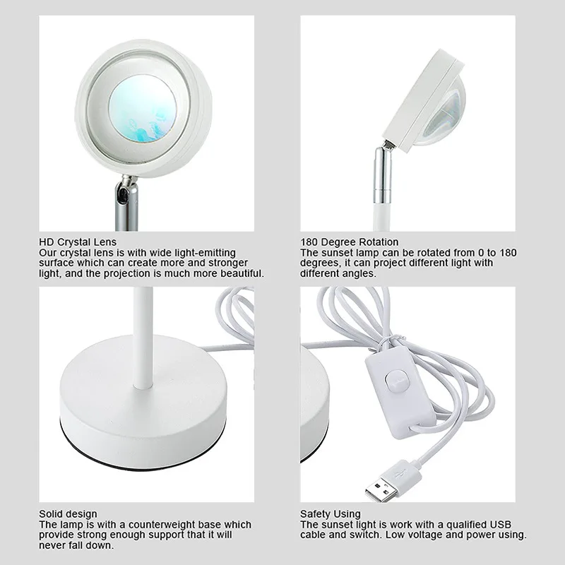 High Quality Performance 16 Colors RGB APP with Remote Control Aluminum Alloy LED Sunset Projector Lamp