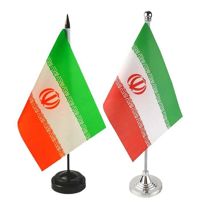 Wholesale Custom Office Stick Small Mini Iranian Desk Flag Iran Table Flag on Stand with Stand Base