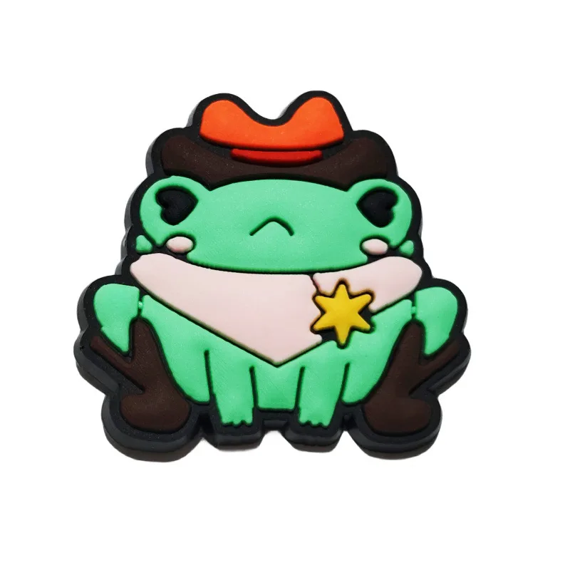 New Factory Stock Shoe Charms Cute Cartoon Little Frog PVC Rubber High Quality Custom Shoe Buckle Decoration Shoe Charms