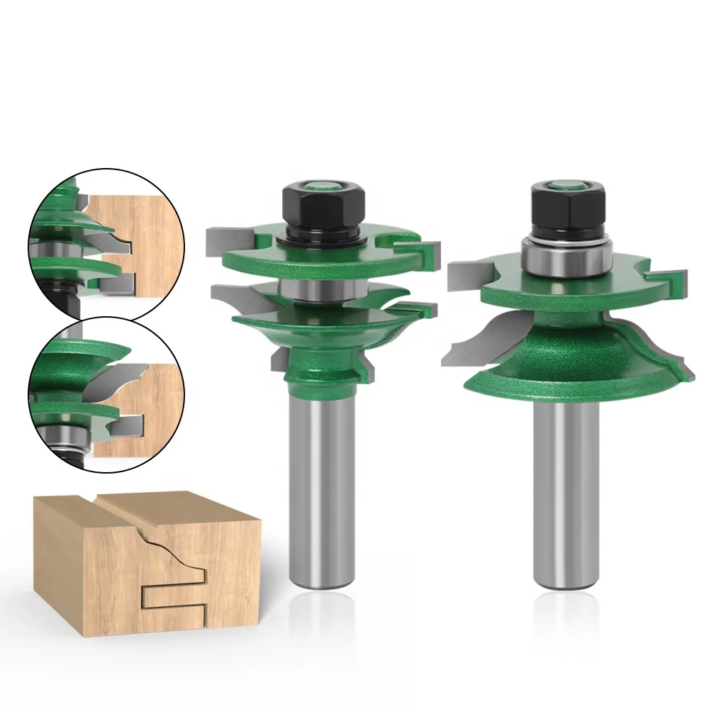 TGS 2pc 12mm Shank Raised Panel Cabinet Door Router Bit Set Woodworking Cutter