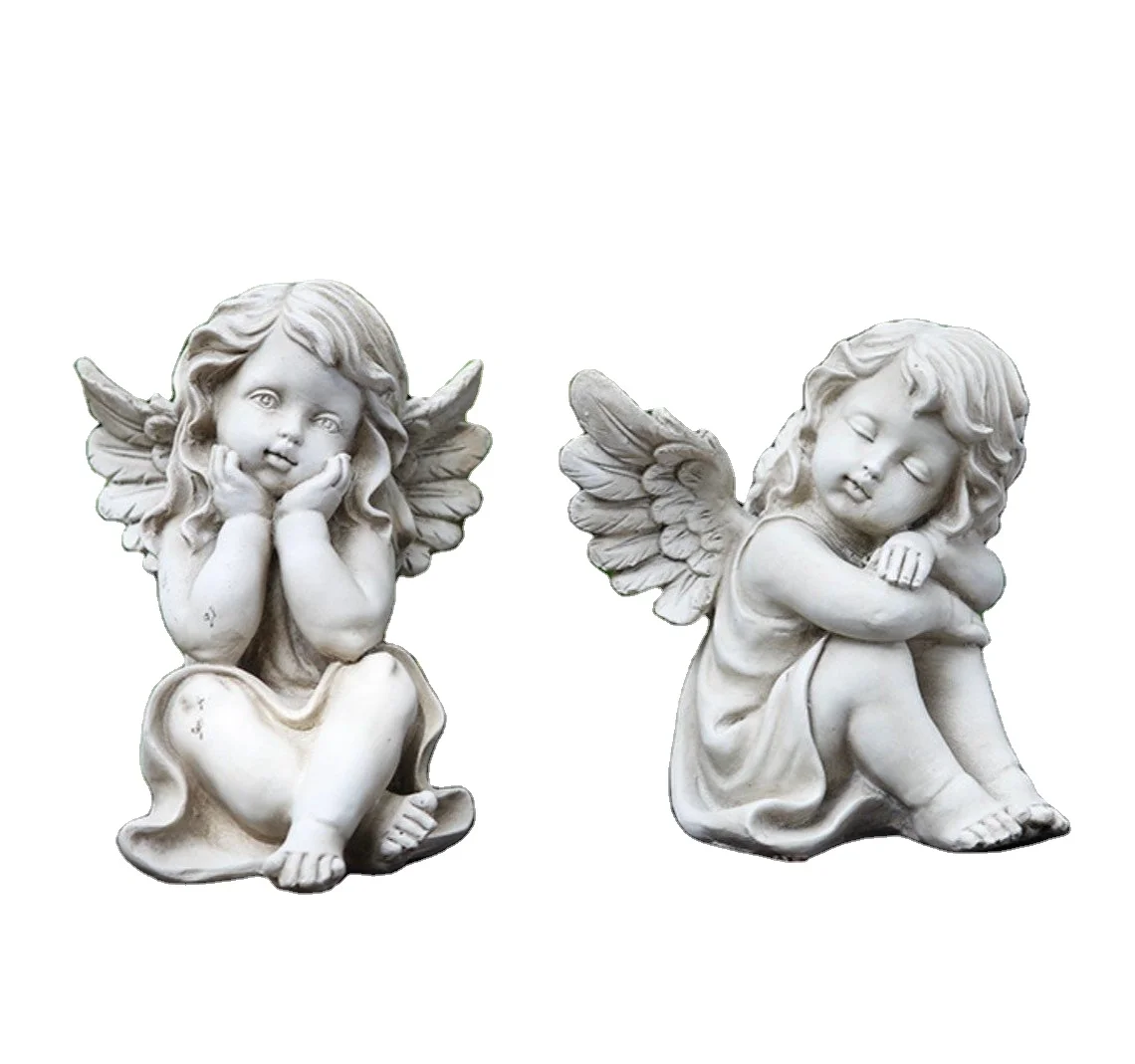 Resin Angel Statue Sitting Praying Angel  In Memory  Girl Baby Inspirational Gift Sympathy Gift Worry Angel