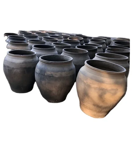 Популярный товар 2021 года китайский античный серый фарфоровый горшок для хранения глины банка