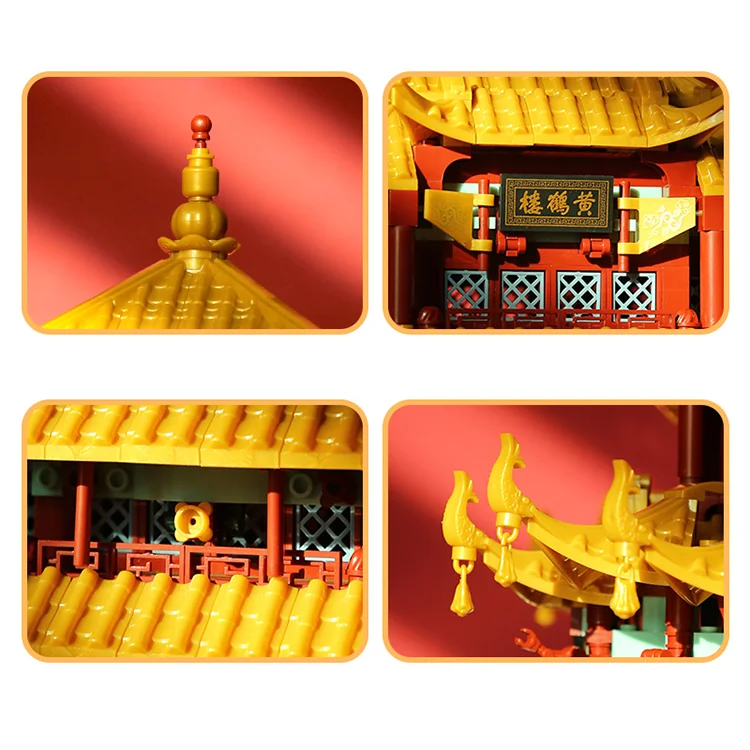 mini building block sets model toy home decoration Yellow Crane Tower Bridge brick toys