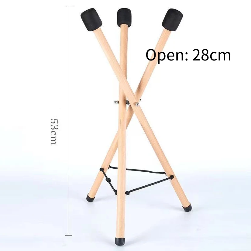 Adjustable Foldable Beech Wood Handpan Stand Triangular Snare Holder with Non Slip Design for Percussion Instrument