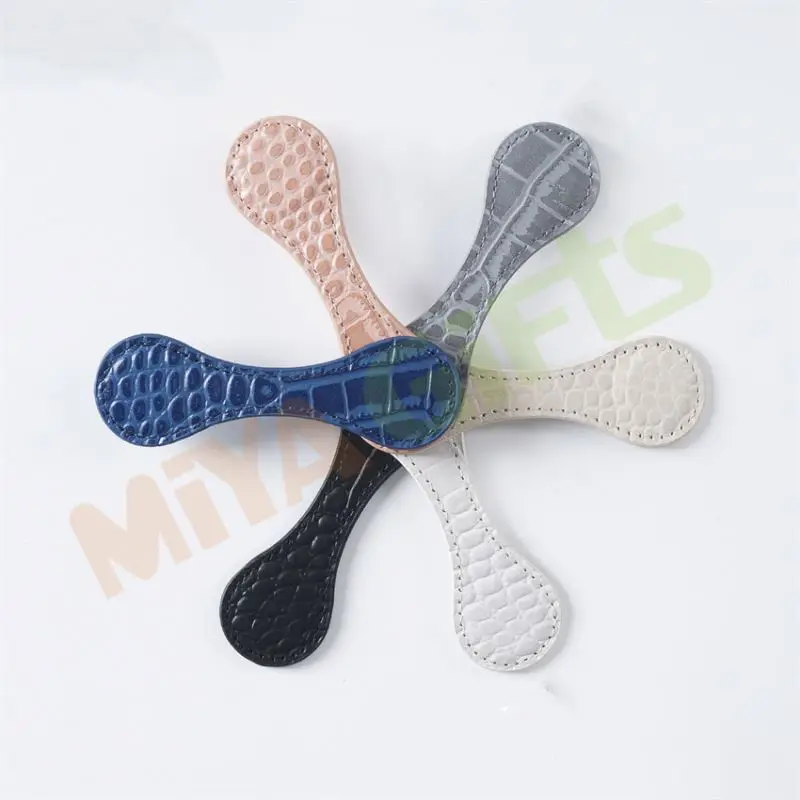 custom pu leather lichi oval shaped magnetic bookmark planner tn paper clip