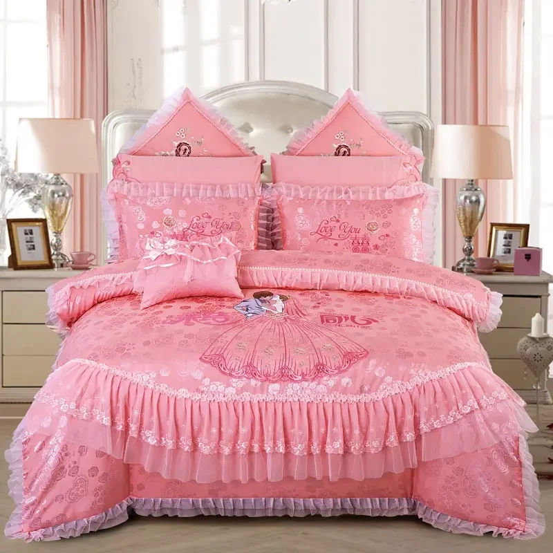 Wholesale Luxury Duvet Bedding Set King Size Silk Quilt Comforter Wedding Bed Sheet Cover Queen Size Bedding Sets