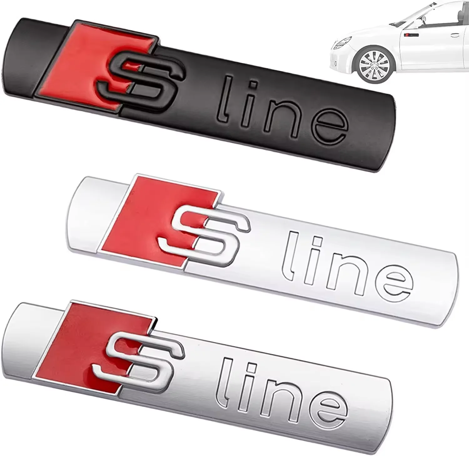 Wholesale 3D Metal Car Chrome S line Sline Sticker Side Logo Car Emblem Badges For Audi A3 A4 A5 A6 A7 A8 Q3 Q5 Q7