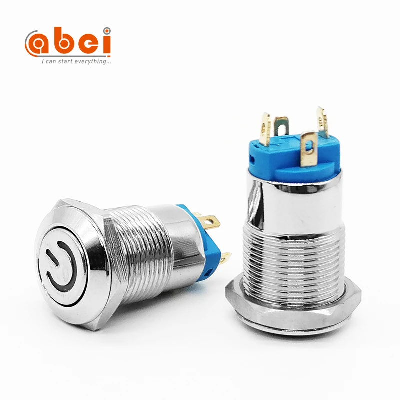 
ABEI Diameter 12mm on off For light Power led 5V 110V waterproof reset/latching Metal push button switch 